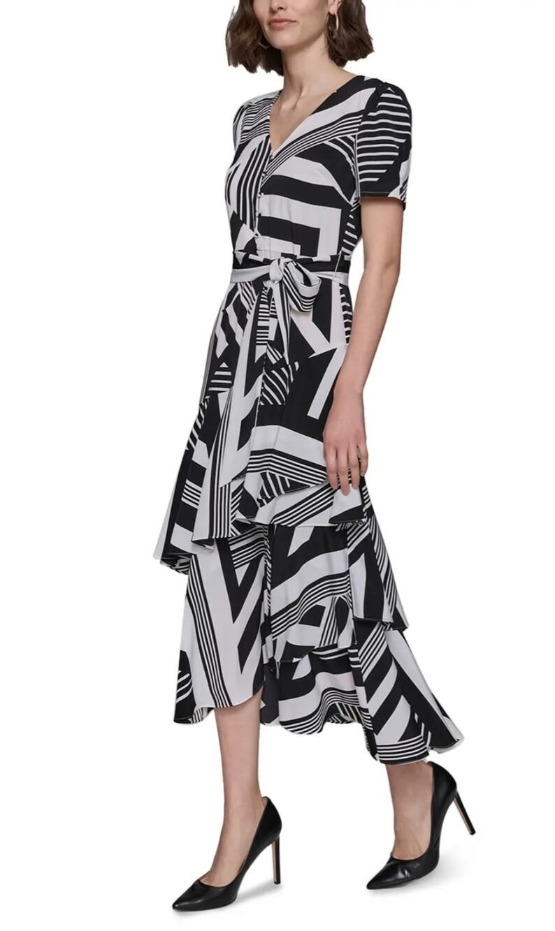 New Karl Lagerfeld black and white layered shirt dress Size 10 Retro Artsy Glam